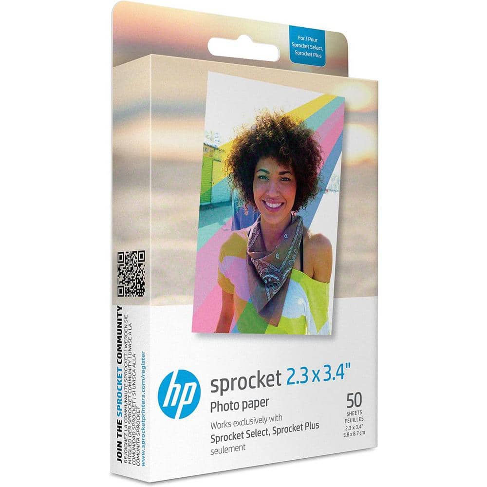 HP Sprocket 2.3 x 3.4" Premium Zink Sticky Back Photo Paper (50  Sheets) Compatible with Sprocket Select/Plus Printers HPIZL2X350 - The Home  Depot