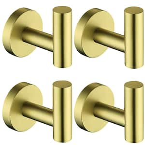 J-Hook Robe/Towel Hook in Stainless Steel Brushed Gold (4 pack)