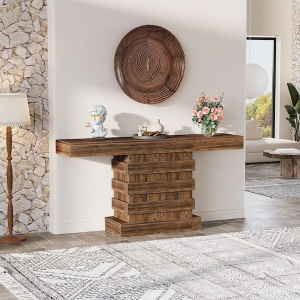 Rustic wood entryway table discount