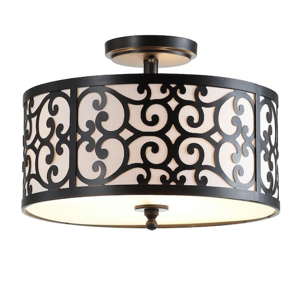Katherine 15 in. Oil Rubbed Bronze Metal LED Semi-Flush Mount