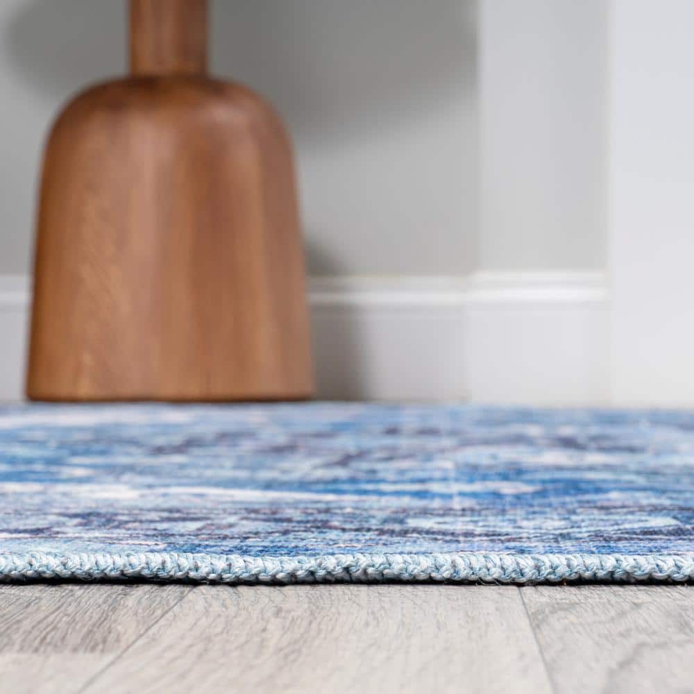 Maris Bohemian Navy Blue Medallion 2x8 Synthetic Runner Rug