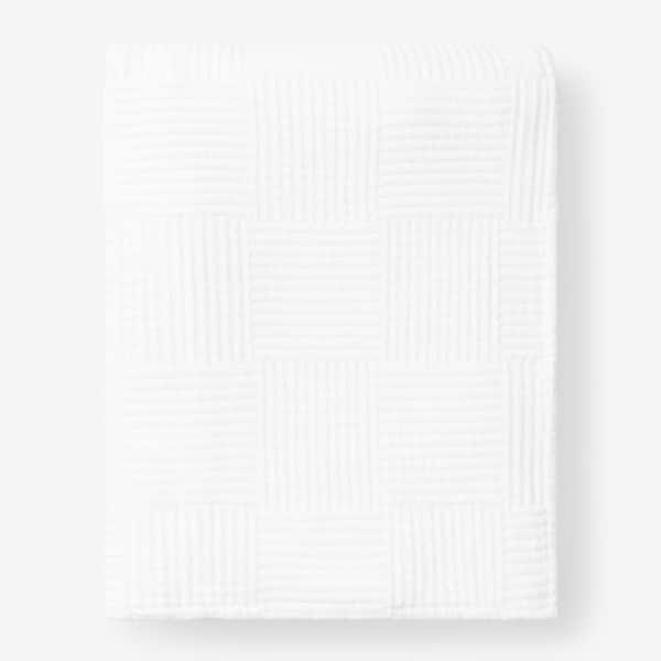 The Company Store Large Basketweave White Cotton King Blanket