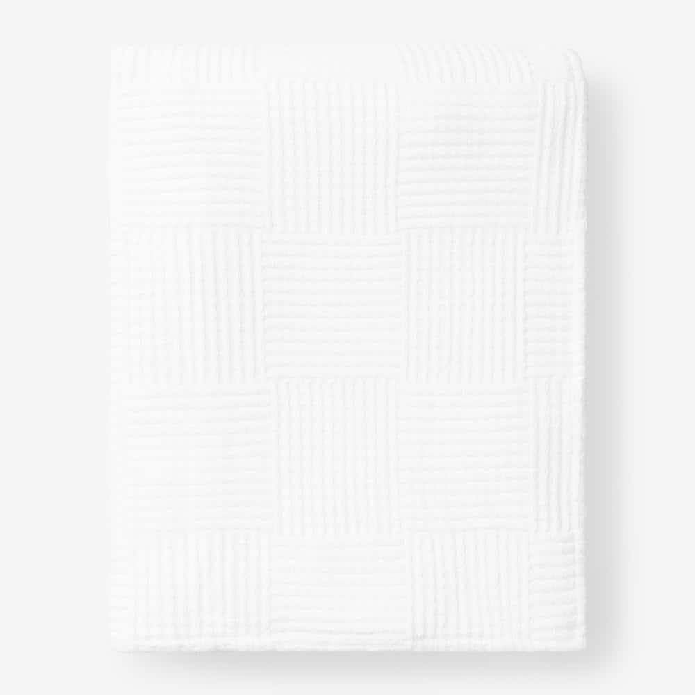 The Company Store Large Basketweave White Cotton Twin Blanket 85023T