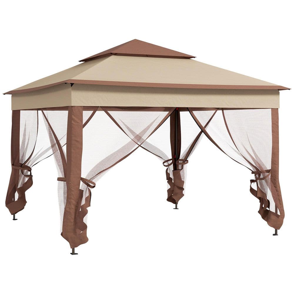 11 ft. x 11 ft. Khaki Outsunny Pop Up Canopy Gazebo with Removable Zipper Netting and Carry Bag price history on PriceWatchPro