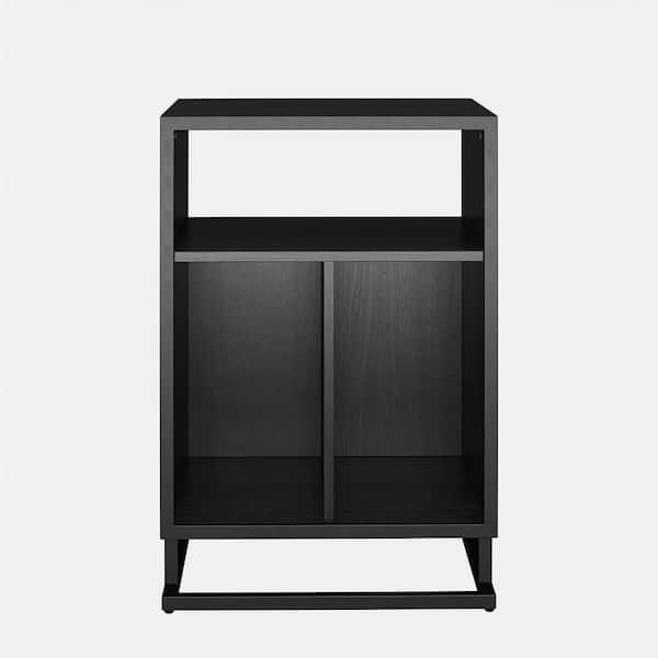 Novogratz Regal 19 in. W, Rectangle, Turntable Stand, Engineered Wood Top in Black Oak