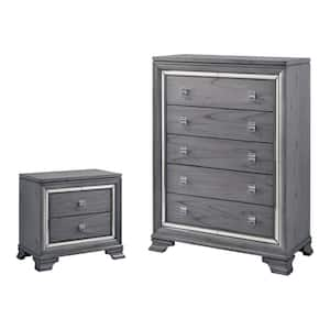 Tannon Light Gray 2-Drawer 30 in. Nightstand and Chest