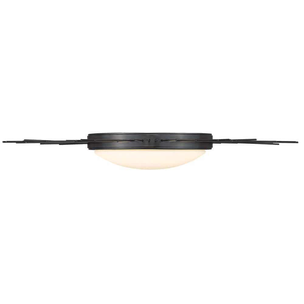 Matte Black Sunburst LED Flush Mount with Opal Glass Shade