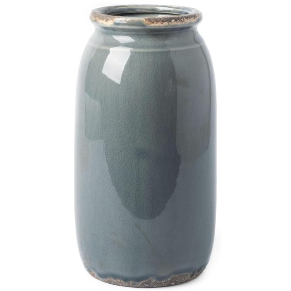Unbranded The Ceramic Vases for Flowers，9.8 Inch Vintage Blue Gray Flower vase，Farmhouse Decorative Vases for Pampas Grass.