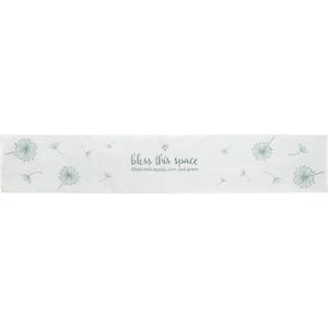 Bless This Space 13 in. W x 72 in. L White Polyester Fabric Table Runner