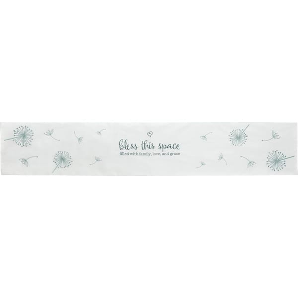 Precious Moments Bless This Space 13 in. W x 72 in. L White Polyester Fabric Table Runner
