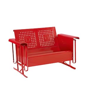 Bates 2-Person Red Metal Outdoor Glider