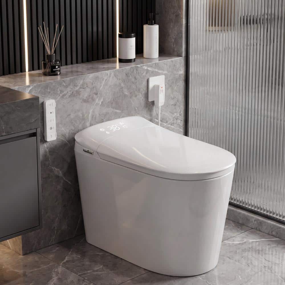 Luxury one-piece smart bidet toilet foam shield, auto flush & lid, foot sensor, UV-C sanitize, siphon dual flush price history on PriceWatchPro