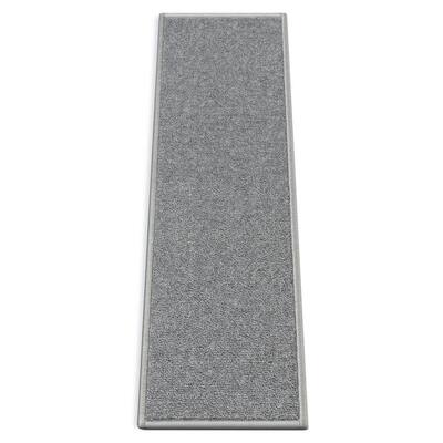 Kings Court Warby Grey Modern Solid Plain Rubber Back Non-Skid 9 in. x 31 in. Stair Tread Cover (Set of 7)