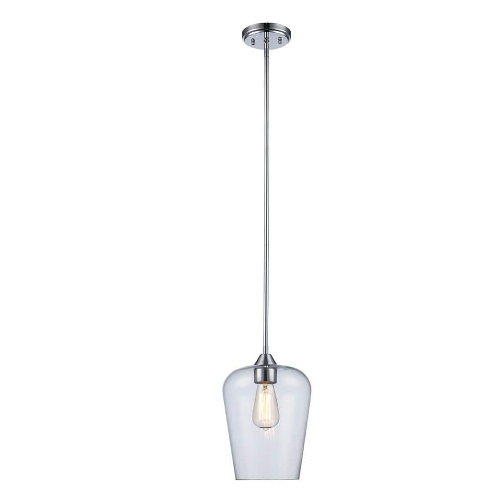 Kieran 1-Light Polished chrome Pendant Light Fixture with Clear Glass Shade -  Bel Air Lighting, 71830 PC