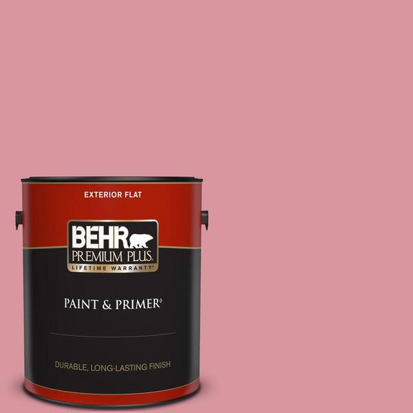 BEHR PREMIUM PLUS 1 gal. #M150-4 Glow Pink Flat Exterior Paint & Primer