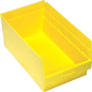 Store-More 6 in. Shelf 20.7 Qt. Storage Tote in Yellow (8-Pack)