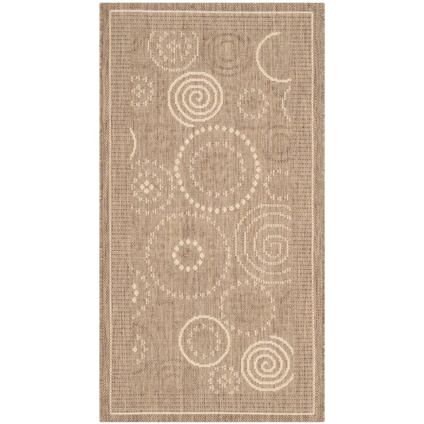 SAFAVIEH Courtyard Brown/Natural Doormat 2 ft. x 4 ft. Border Indoor/Outdoor Patio Area Rug