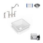 Amplify Undermount Fireclay 18.1 in. Single Bowl Bar Prep Sink with Pfister Bridge Faucet in Stainless