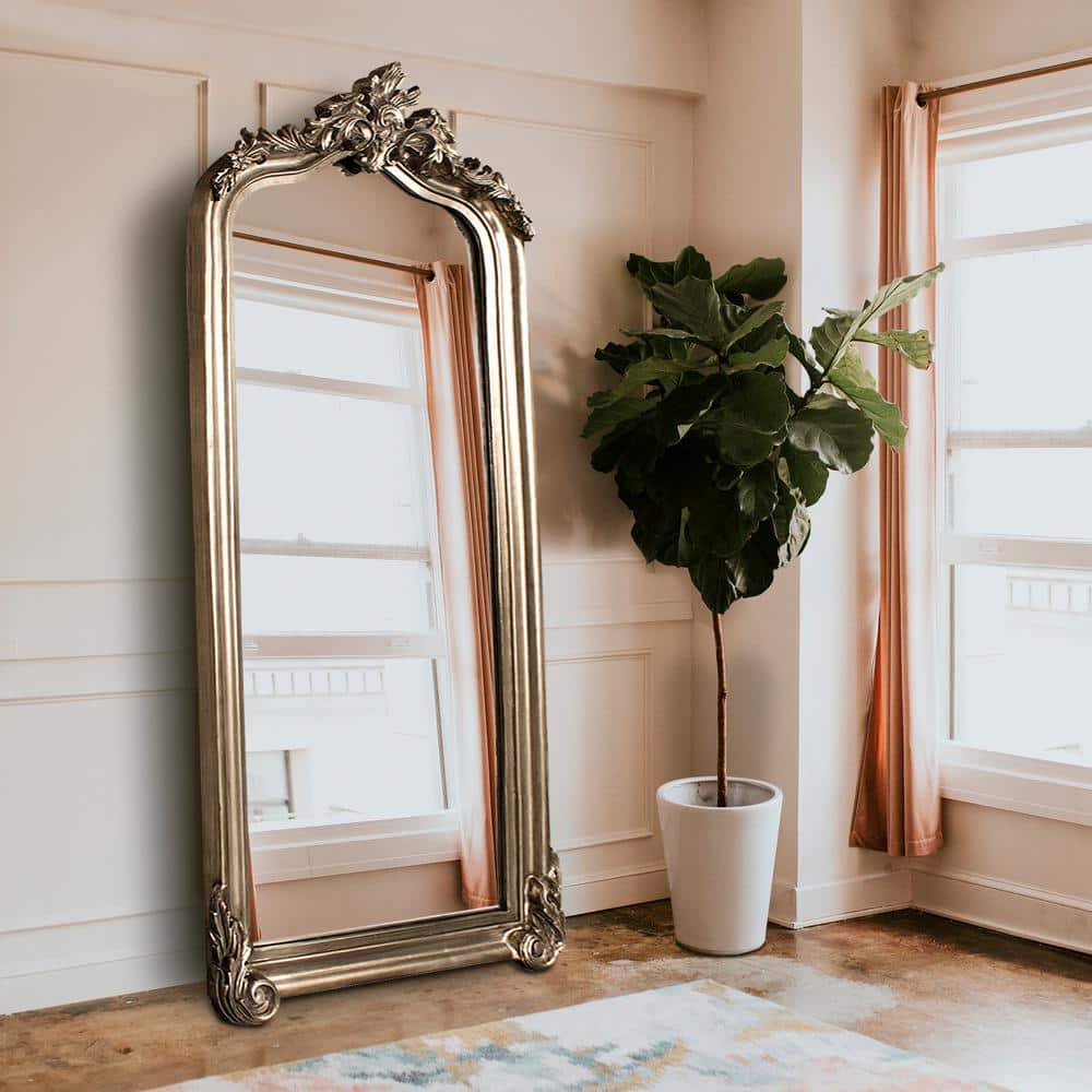 Champagne Silver Leaf Ornate Full Length Arch Mirror