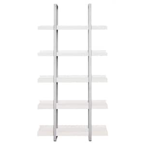 Oslo 80 in. H x 14 in. D x 40 in. W Metal Frame Tall Open Bookcase with 5 Fixed Shelves, White