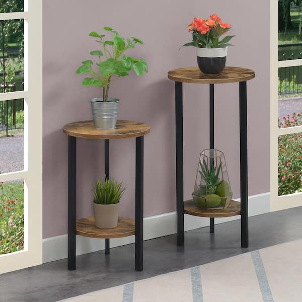 SmileMart 4 Tier Wood Plant Stand Tiered Flower Display Stand 6 Potted Plants for Indoors/Outdoors Brown