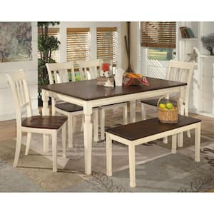 Whitesburg Casual Brown/White Engineered Wood 42 in. 4-Legs Dining Table Bench Without Back Seats-2