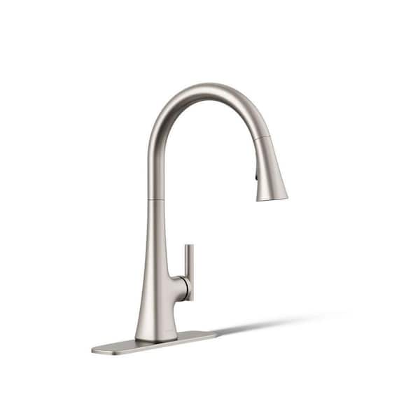 KOHLER Conti Single Handle Pull Down Sprayer Kitchen Faucet in Vibrant Stainless