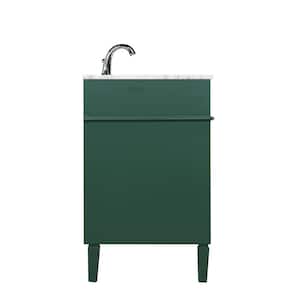Timeless Home 40 in. W Single Bath Vanity in Green with Marble Vanity Top in Carrara with White Basin