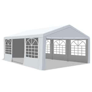 Outdoor 20 ft. x 20 ft. White Galvanized Steel Party Tent-Heavy Duty Wedding Tent with Windows