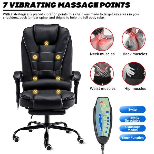 leather high back home office chair with massage function