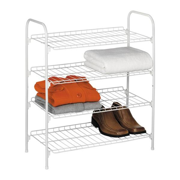 Honey-Can-Do 27.6 in. x 24.8 in. x 11.8 in. 4 Tier White Steel Wire Floor Accessory Rack