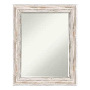 Alexandria White Wash 23 in. x 29 in. Beveled Rectangle Wood Framed Bathroom Wall Mirror in White