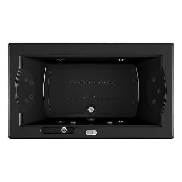 JACUZZI FUZION SALON SPA 72 in. x 42 in. Rectangular Combination Bathtub with Center Drain in Black