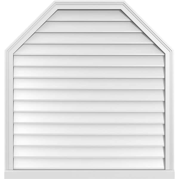 Ekena Millwork 40" x 42" Octagonal Top Surface Mount PVC Gable Vent: Non-Functional with Brickmould Sill Frame