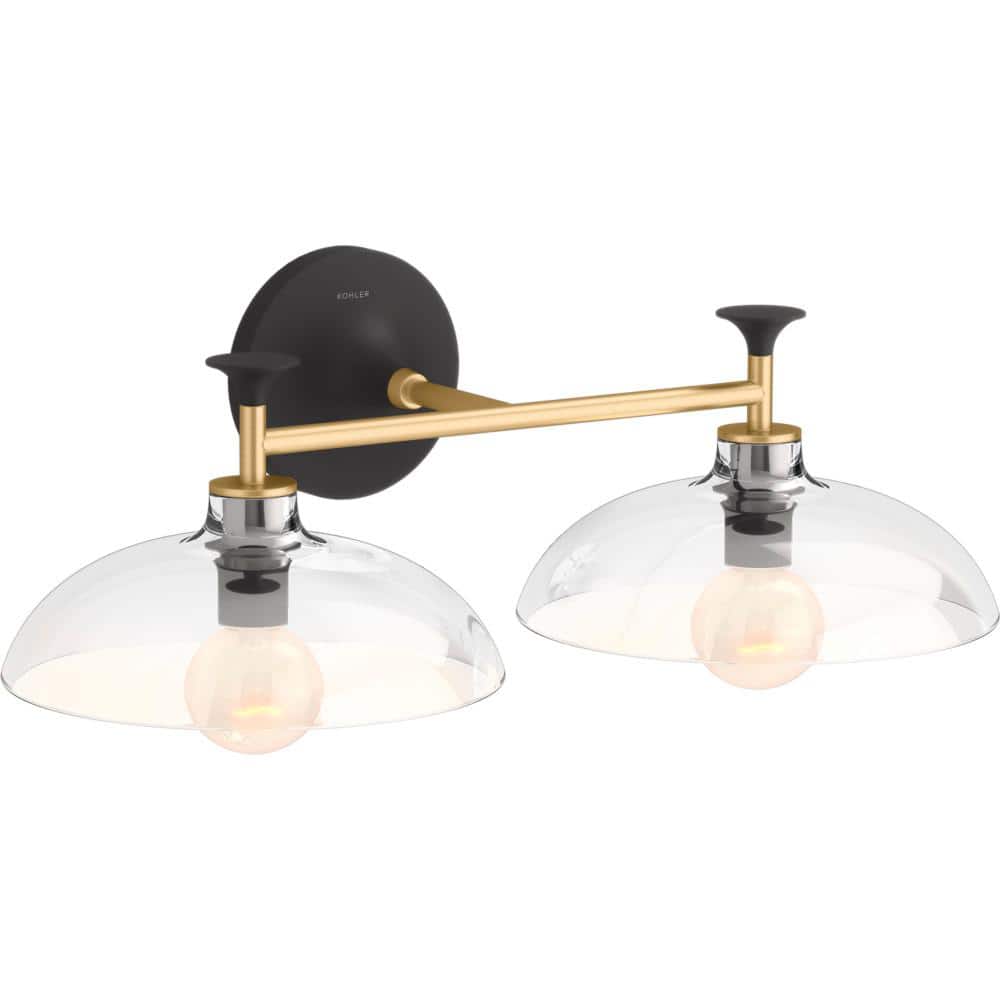 KOHLER Tone 2 Light Black with Brass Trim Indoor Bathroom Vanity Light
