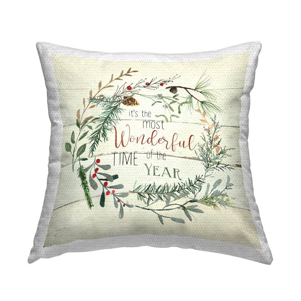 Most Wonderful Time Wreath Green Square Outdoor Throw Pillow price history on PriceWatchPro