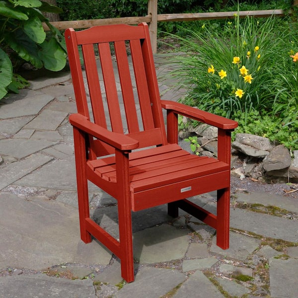 Highwood Lehigh Rustic Red Recycled Plastic Outdoor Dining Arm Chair
