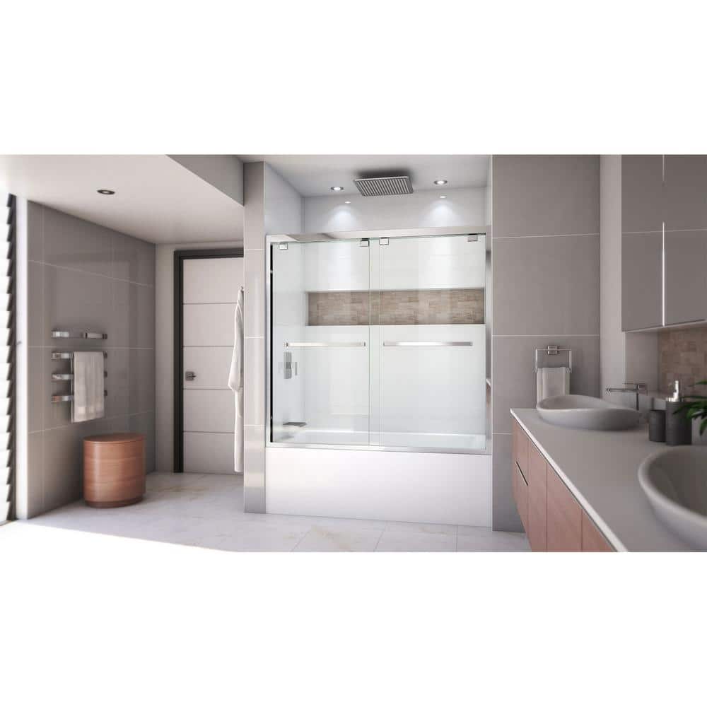 Encore 60'' Clear Tempered Glass Frameless Sliding Tub Door