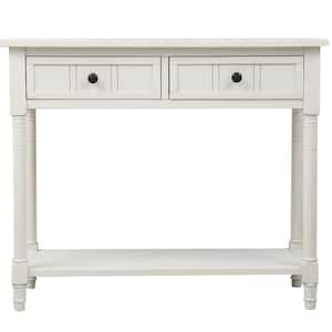 Jaena 35.43 in. White Standard Rectangle Wood Console Table