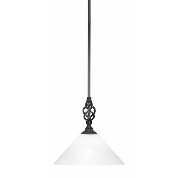 Unbranded Bridgewater 100 W 1-Light Matte Black Standard Mini Pendant Light with Glass Shade