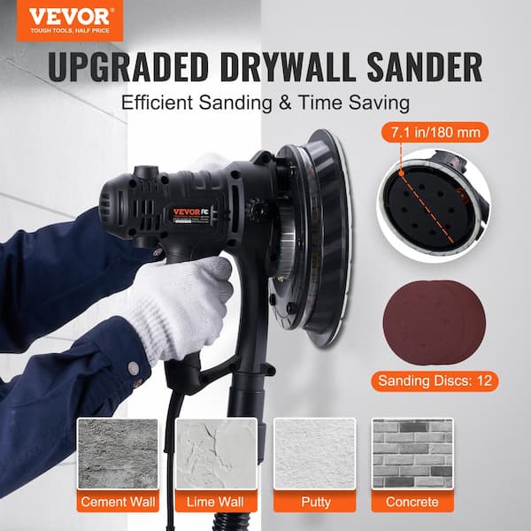 Drywall Sander 800-Watt Brush Motor 1200 RPM to 2300 RPM Variable Speed and Auto Vacuum