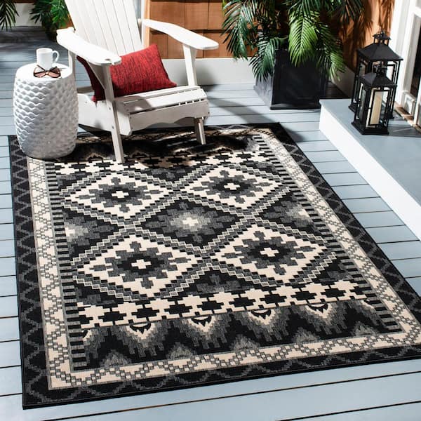 Veranda Black/Beige 3 ft. x 5 ft. Southwestern Tribal Indoor/Outdoor Area Rug