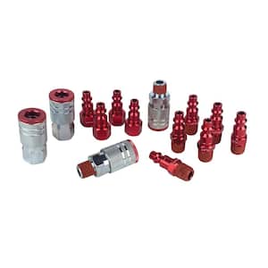 Color Coded Air Accessory Kit - Red 1/4 in. Industrial Style (14-Pieces)
