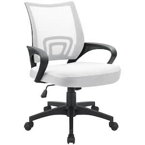 White Office Chair Ergonomic Desk Task Mesh Chair with Armrests Swivel Adjustable Height