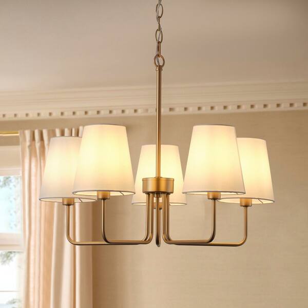 aiwen 25.2 in. 5-Light Dark Gold Farmhouse Chandelier Adjustable