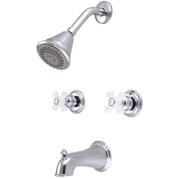 Central Brass 8997-B3 Double Handle 4-Spray Tub and Shower Faucet 1.75 GPM in. Chrome Valve Included