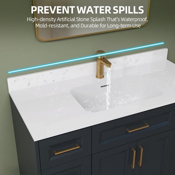 Getpro 48 in. W x 3.5 in. H White Bathroom Vanity Backsplash Solid