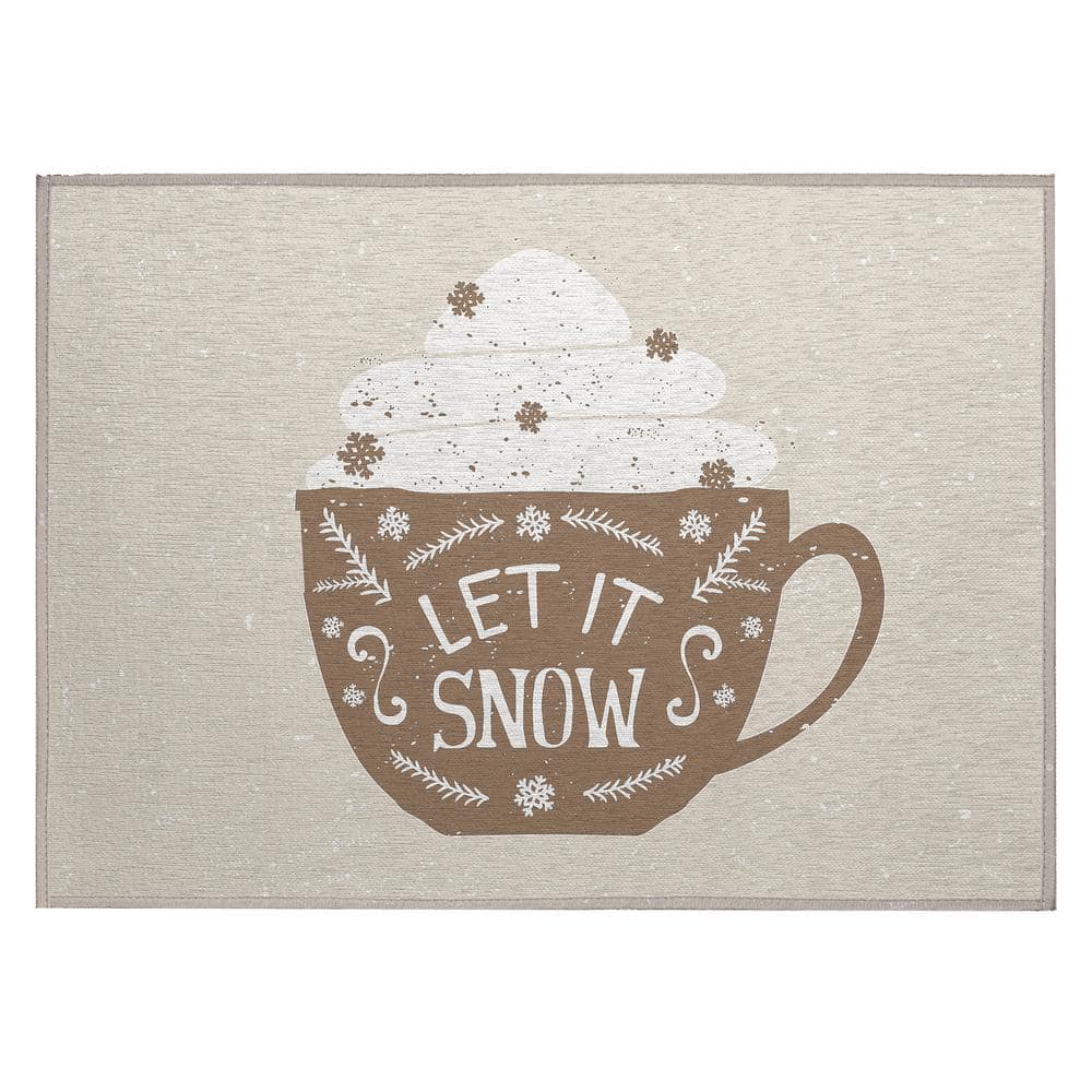 Cozy Winter Brown 1 ft. 8 in. x 2 ft. 6 in. Indoor/Outdoor Washable Area Ru