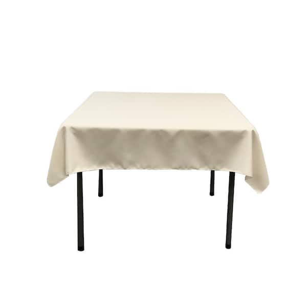 58 in. x 58 in. Ivory Polyester Poplin Square Tablecloth