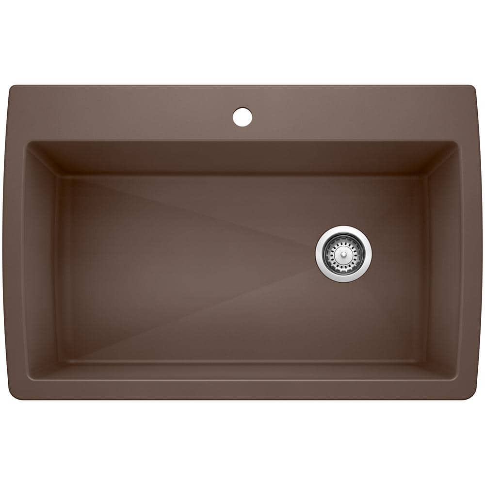 DIAMOND Silgranit Dual Mount Granite Composite 33.5 in. 1-Hole Single Bowl 